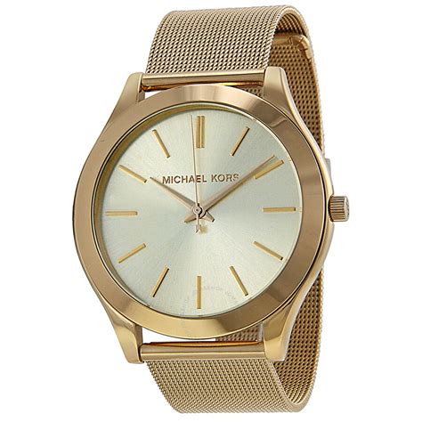 Michael Kors Slim Runway Gold Dial Ladies Watch 